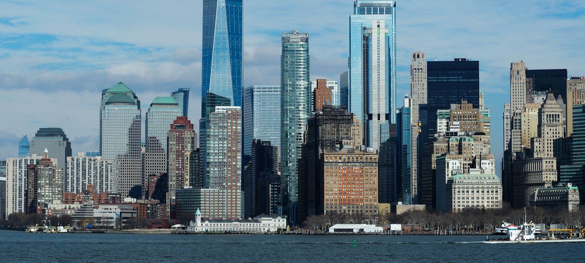 Lower Manhattan skyline across the harbor
